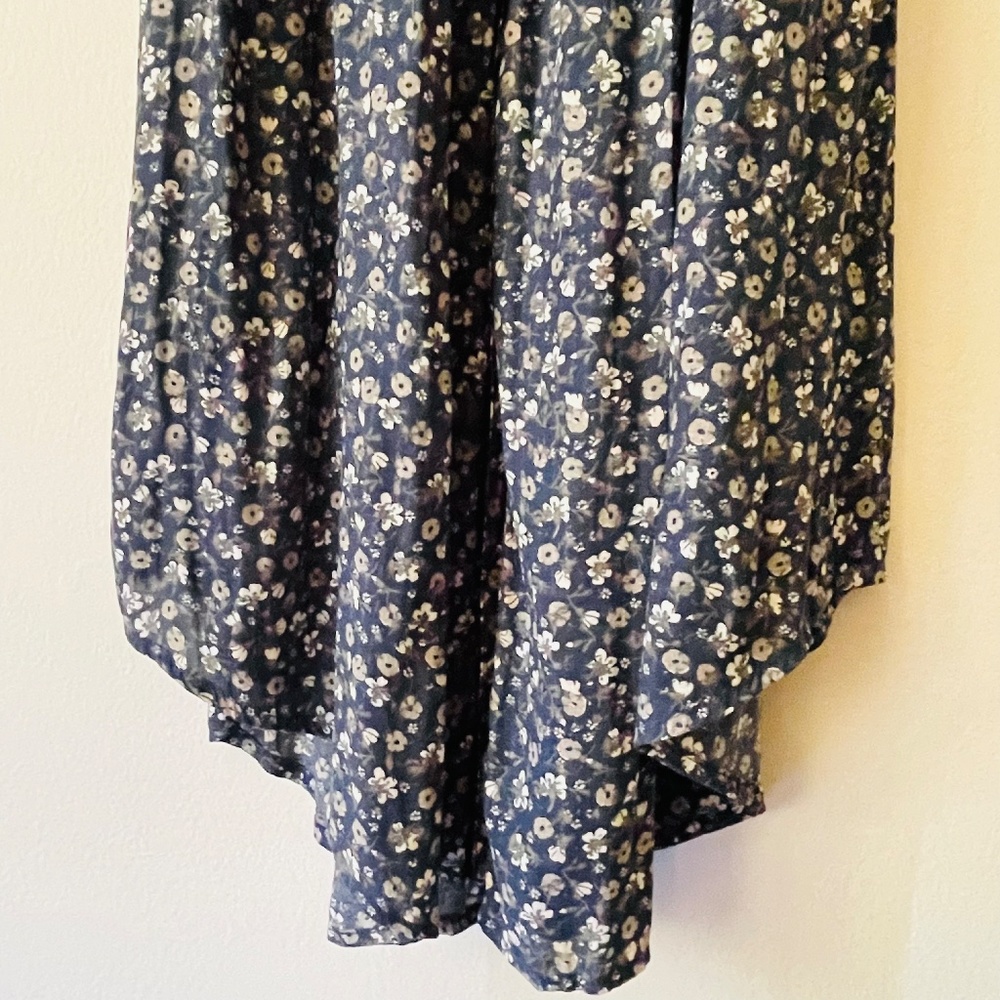 Free People XS Navy Slate Blue Floral Print Midi Dress - Picture 7 of 16